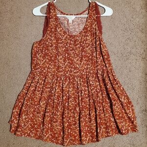 LC Lauren Conrad Rust Floral Top Medium